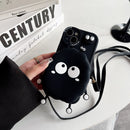 Cute Coal Ball Plush iPhone Case with Strap & Card Holder