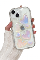 Romantic Bubble Heart Glitter iPhone Case