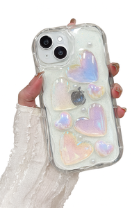 Romantic Bubble Heart Glitter iPhone Case