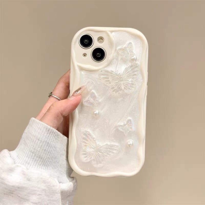 3D Butterfly Pearl Case with Soft Protective Frame