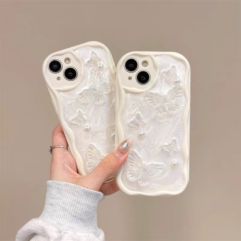 3D Butterfly Pearl Case with Soft Protective Frame
