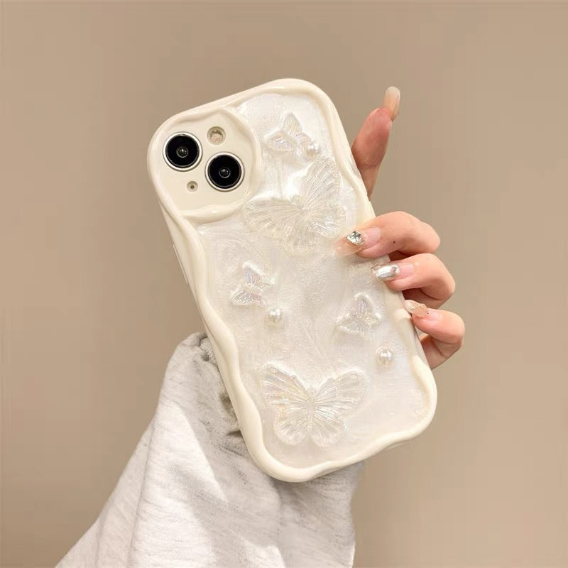 3D Butterfly Pearl Case with Soft Protective Frame
