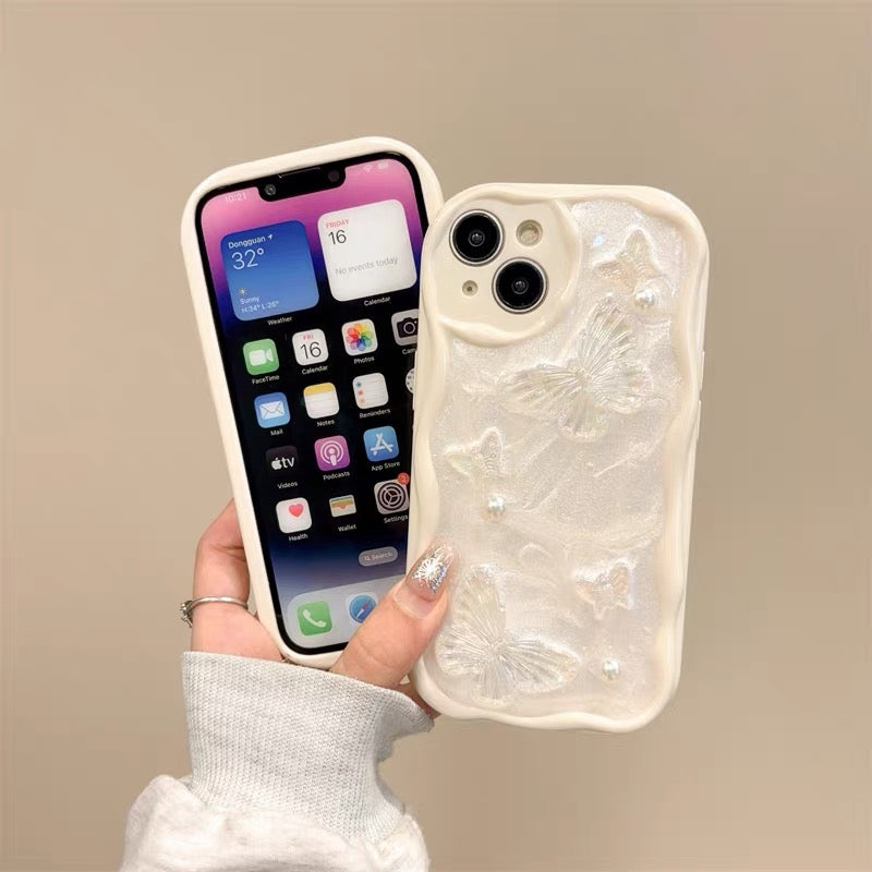 3D Butterfly Pearl Case with Soft Protective Frame