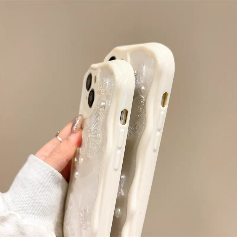 3D Butterfly Pearl Case with Soft Protective Frame