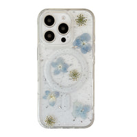 Clear MagSafe Case with Blue Daisy Flower Design
