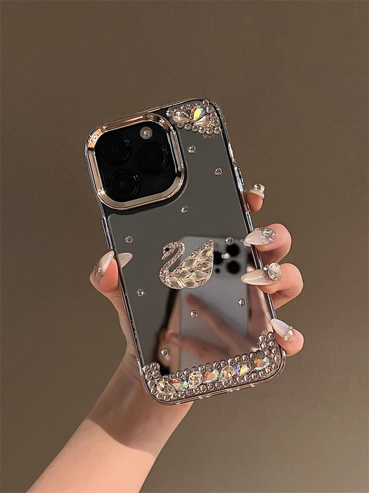 Swan Shine Mirror Case with Electroplated Luxury Design