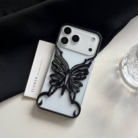 3D Black Butterfly Frame Case – Stylish Electroplated Design