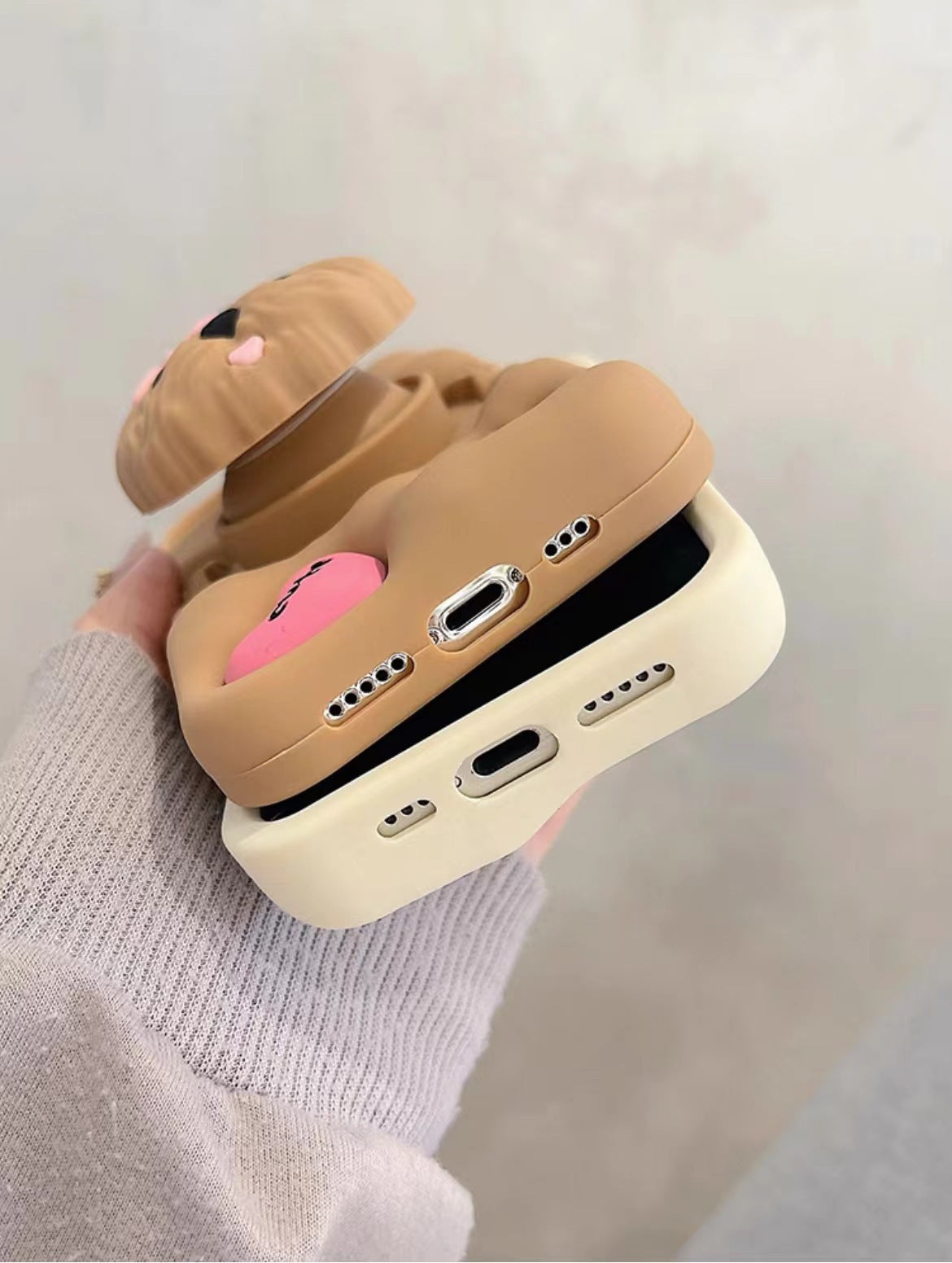 Adorable Teddy Dog Case with 3D Bow and Paw