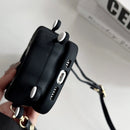 Cute Coal Ball Plush iPhone Case with Strap & Card Holder