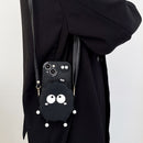 Cute Coal Ball Plush iPhone Case with Strap & Card Holder