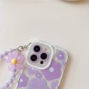 Sweet Blossom Purple Flower Design with Beaded Chain and Camera Protection