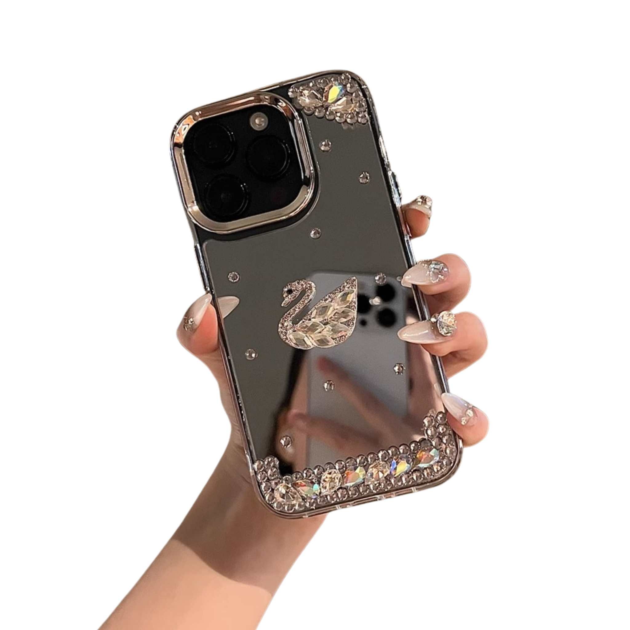 Swan Shine Mirror Case with Electroplated Luxury Design