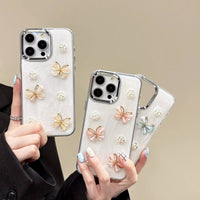 Elegant Butterfly & Rose Glitter Phone Case – 3D Floral Design