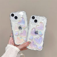 Romantic Bubble Heart Glitter iPhone Case