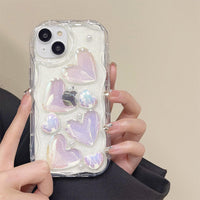 Romantic Bubble Heart Glitter iPhone Case