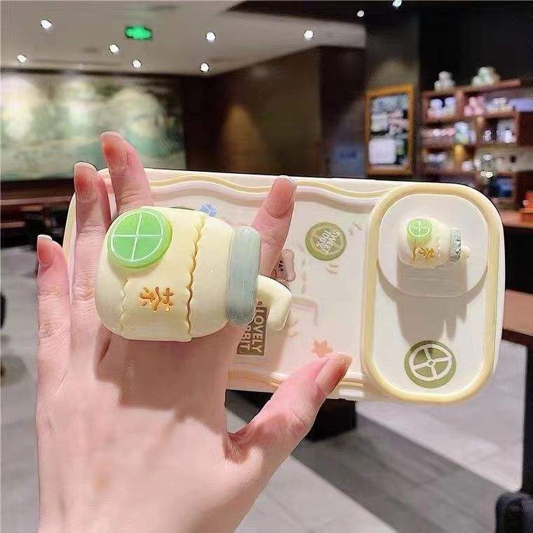 Cute 3D Milk Tea Cup Case – Soft Shockproof Cover with Camera Protector & Hand Grip