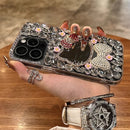 Luxury Glitter Cat Mirror Case with Rhinestone Bow