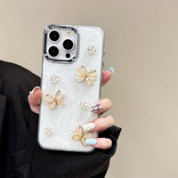 Elegant Butterfly & Rose Glitter Phone Case – 3D Floral Design