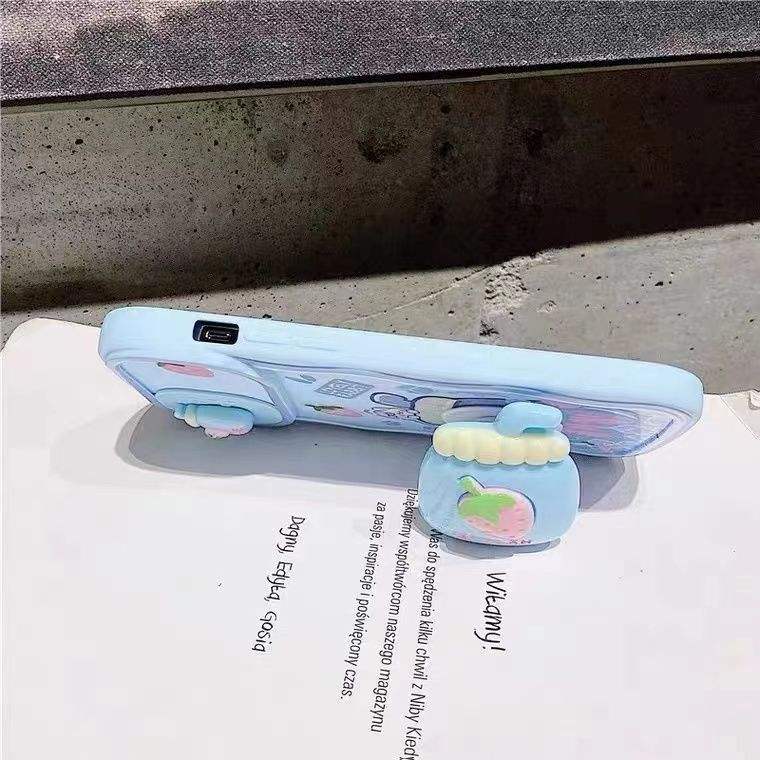 Cute 3D Milk Tea Cup Case – Soft Shockproof Cover with Camera Protector & Hand Grip