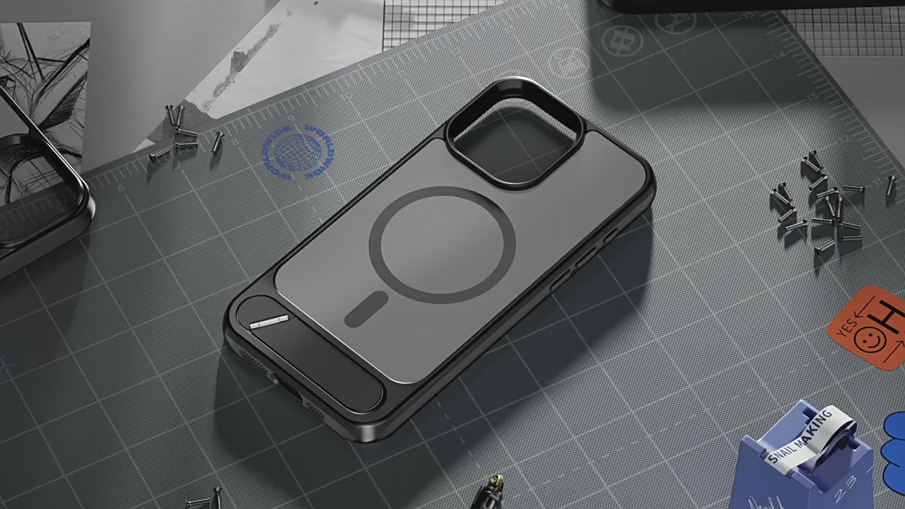 Matte Frosted Magnetic Case with Kickstand – Military Grade Protection