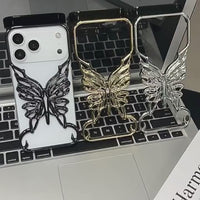 3D Black Butterfly Frame Case – Stylish Electroplated Design